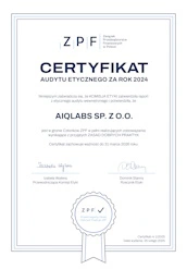 Certyfikat Etyczny ZPF